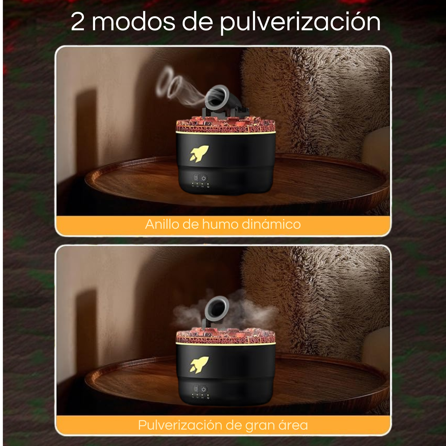 Humidificador con luz tipo cañón.