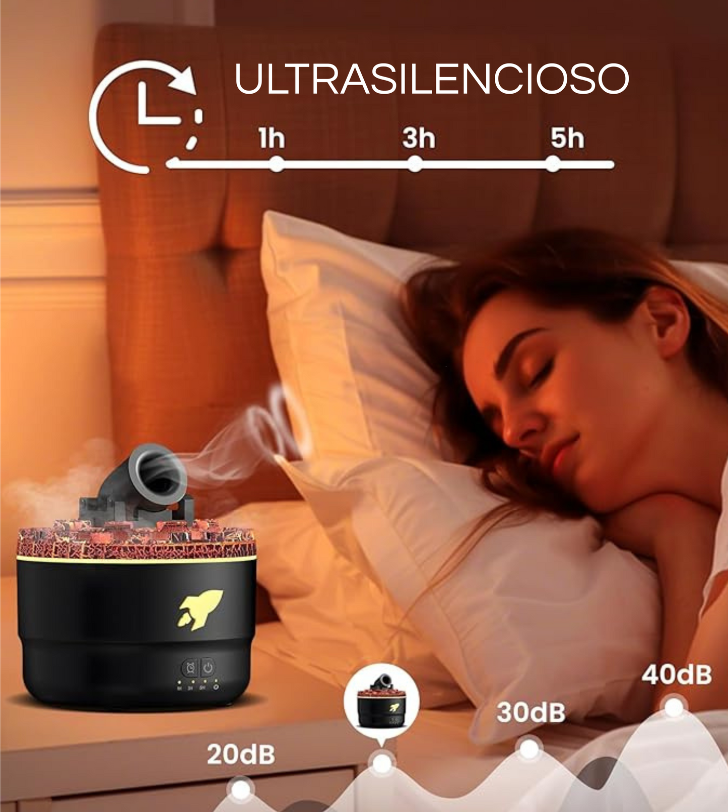 Humidificador con luz tipo cañón.